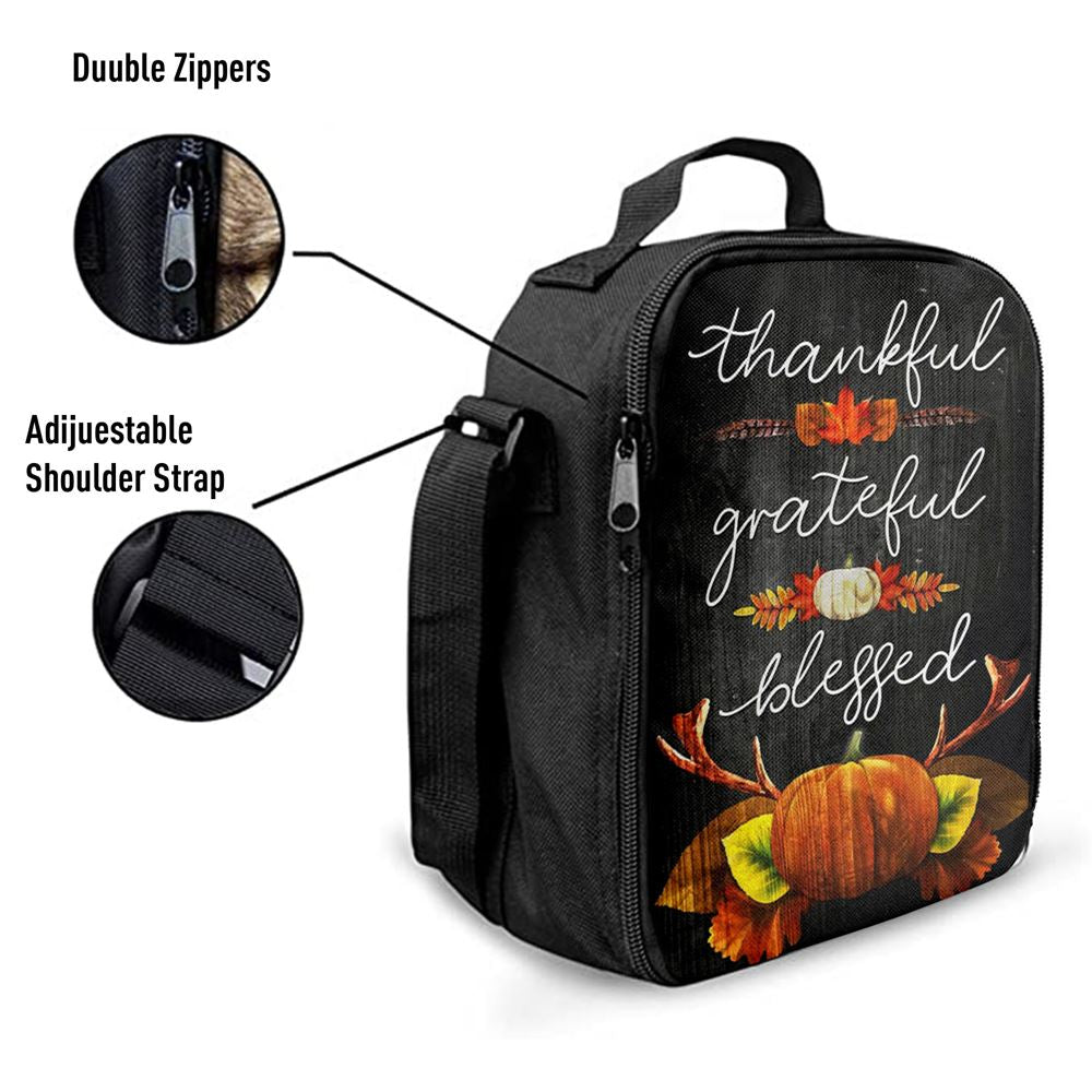 Thankful Grateful Blessed Christian Thanksgiving Lunch Bag For Men And Women, Spiritual Christian Lunch Box For School, Work
