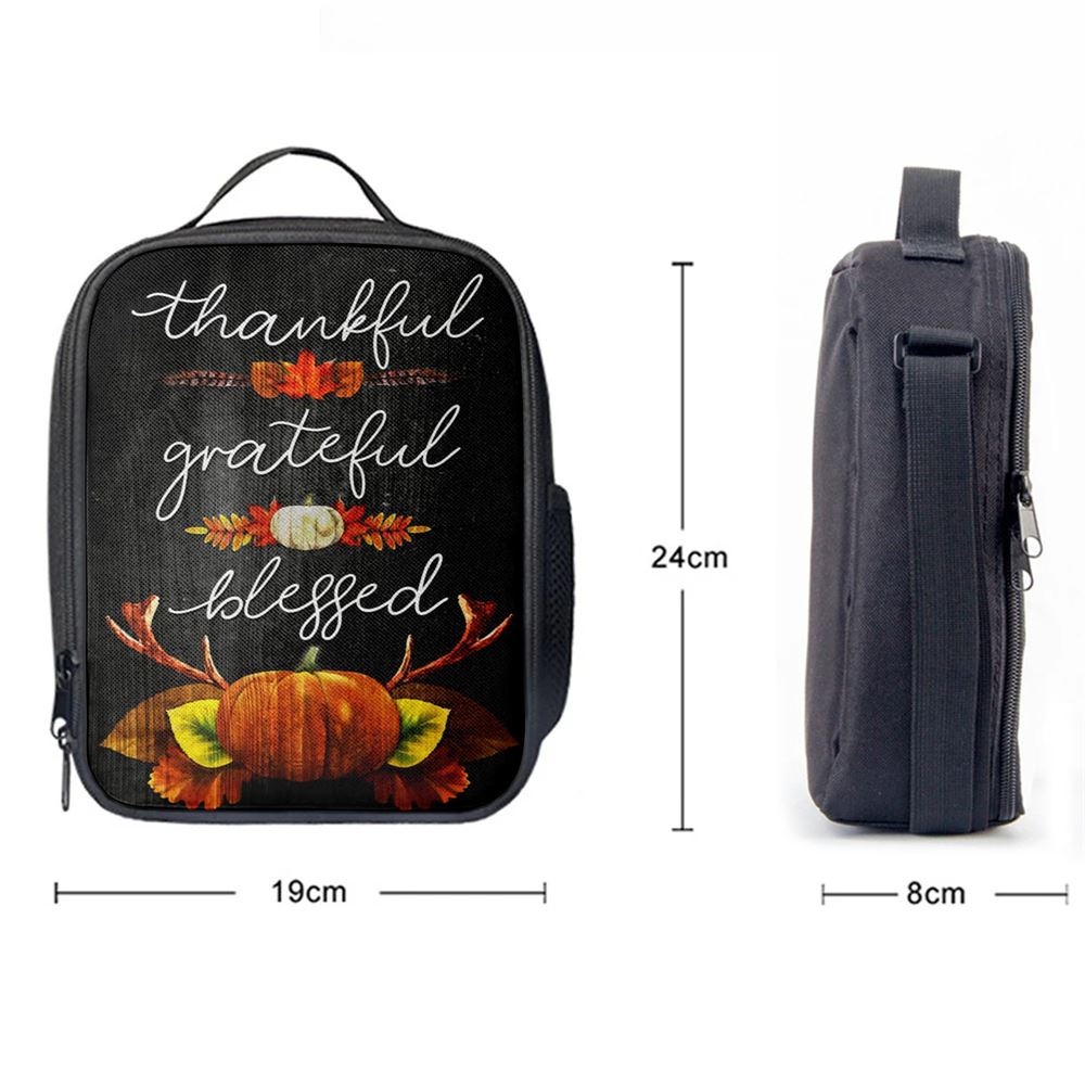 Thankful Grateful Blessed Christian Thanksgiving Lunch Bag For Men And Women, Spiritual Christian Lunch Box For School, Work