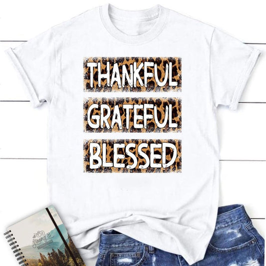 Thankful Grateful Blessed Leopard T Shirt, Blessed T Shirt, Bible T shirt, T shirt Women