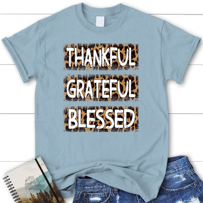 Thankful Grateful Blessed Leopard T Shirt, Blessed T Shirt, Bible T shirt, T shirt Women