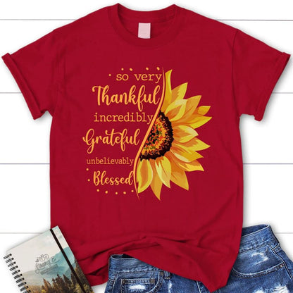 Thankful Grateful Blessed Sunflower Christian T Shirt, Blessed T Shirt, Bible T shirt, T shirt Women