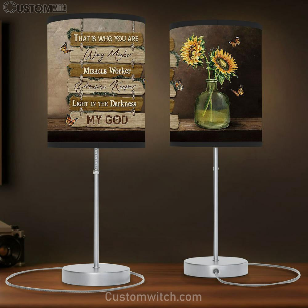 That Is Who You Are Sunflower Monarch Butterfly Table Lamb Art - Christian Lamb Gift Decor - Bible Verse Table Lamb