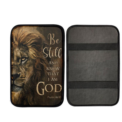 The Amazing Lion Painting Be Still And Know That I Am God Car Center Console Cover, Car Armrest Pad, Christian Gift, Armrest Box Mat