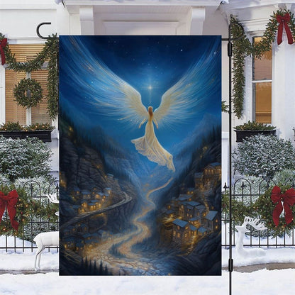 The Angel Is Flying Over The Cliff Flag, Christmas Angel Garden Flag, Christmas Outdoor Decor Ideas
