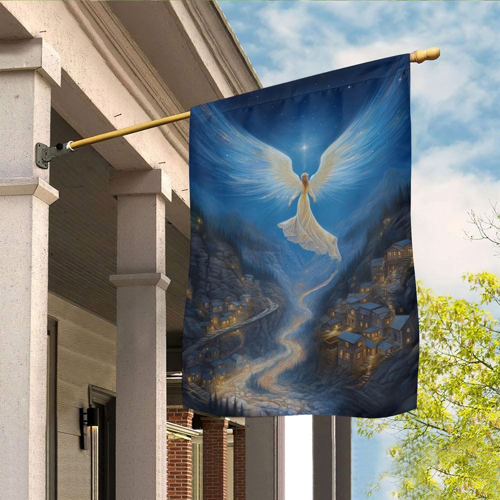 The Angel Is Flying Over The Cliff Flag, Christmas Angel Garden Flag, Christmas Outdoor Decor Ideas