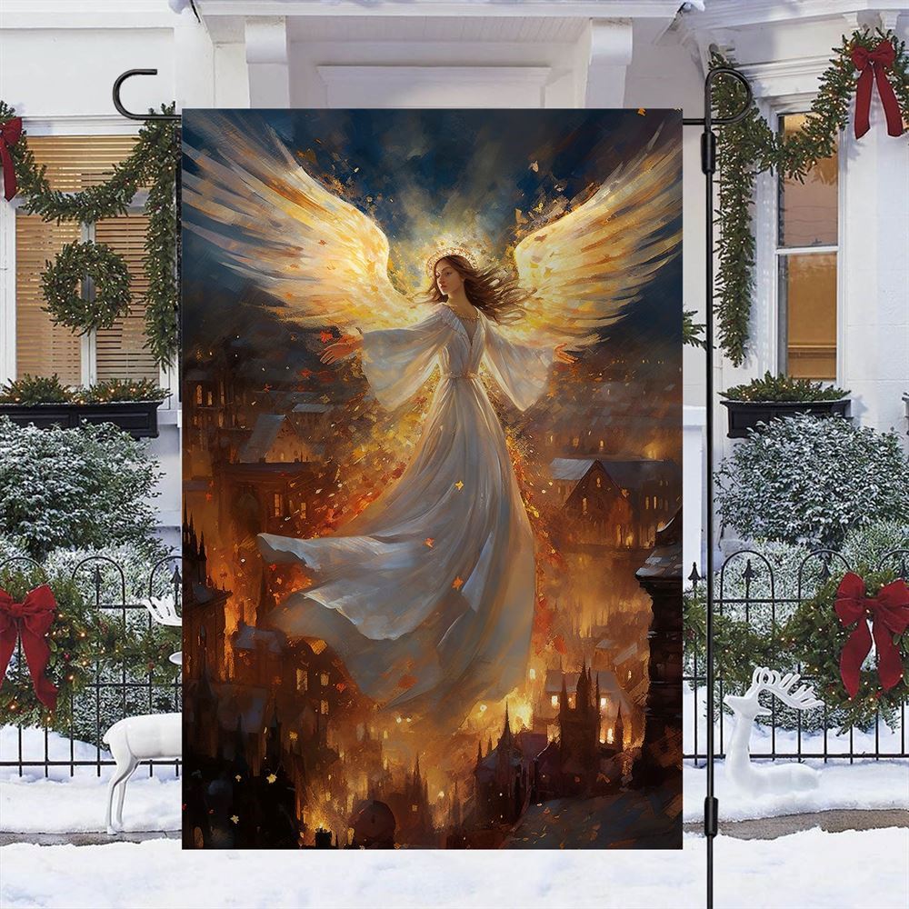 The Angelic Herald Of Noel Flag, Christmas Angel Garden Flag, Christmas Outdoor Decor Ideas