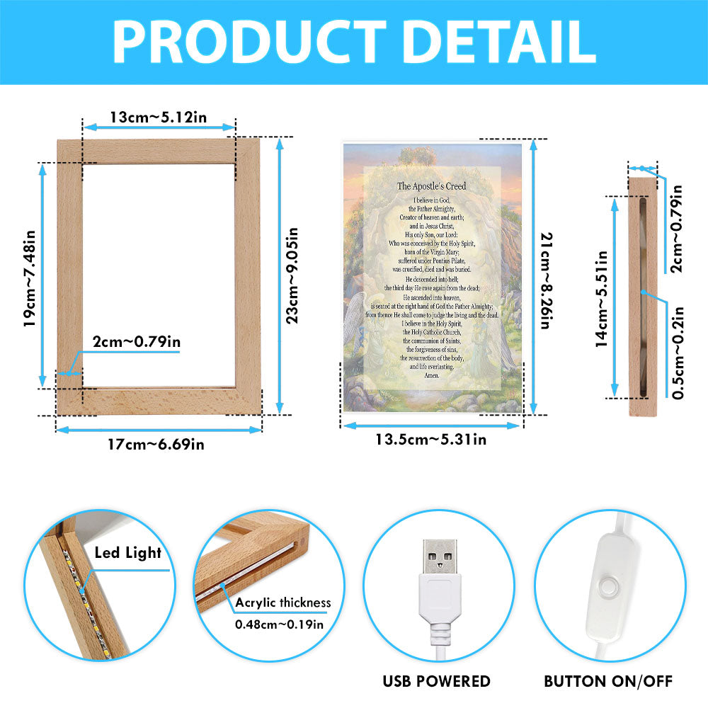 The Apostle's Creed Frame Lamp Art - Christian Night Light Decor