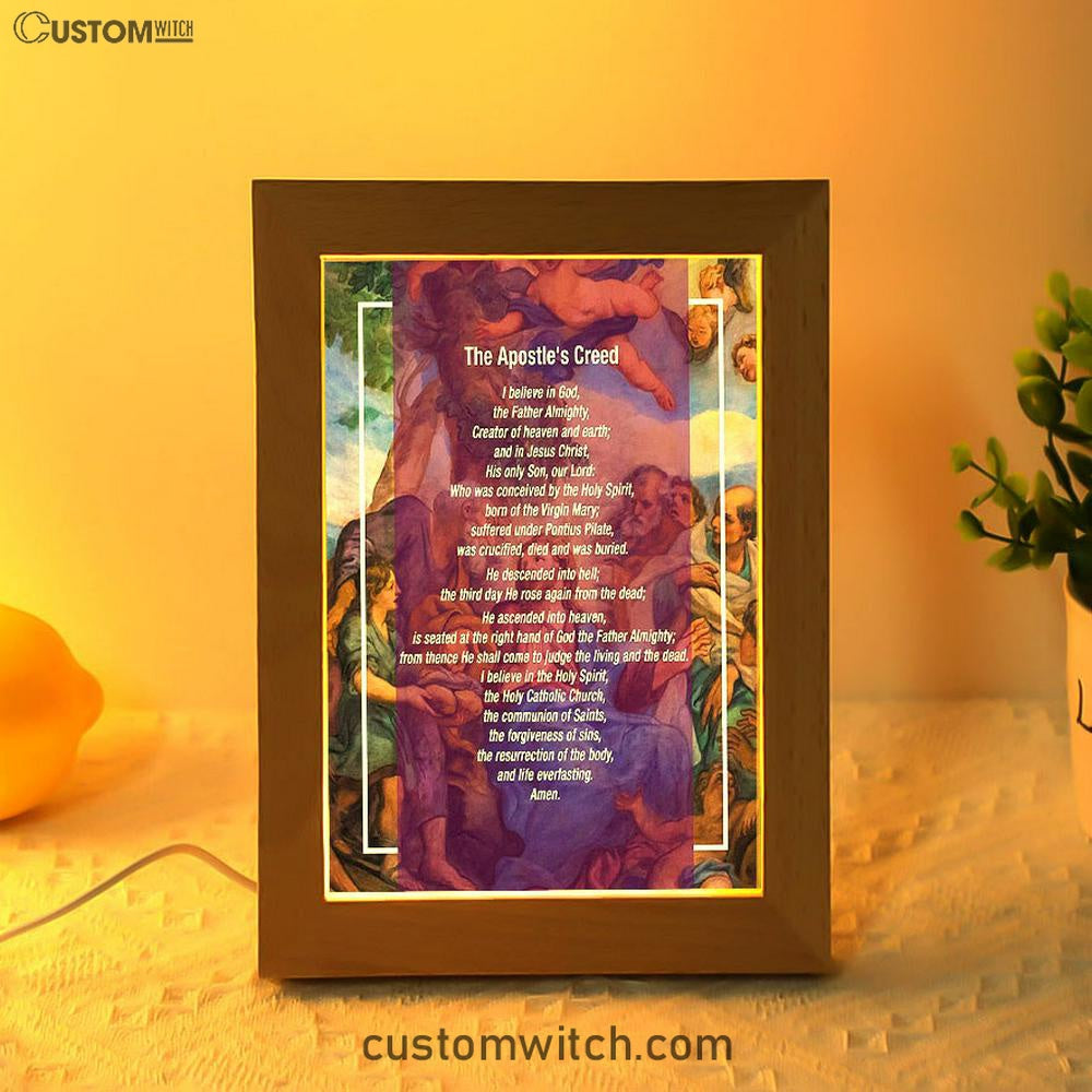 The Apostle's Creed Frame Lamp Prints - Jesus Christ Surrounded By His Apostles - Christian Night Light Decor