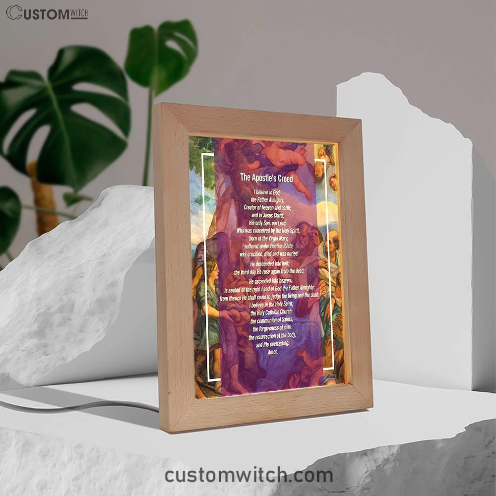 The Apostle's Creed Frame Lamp Prints - Jesus Christ Surrounded By His Apostles - Christian Night Light Decor