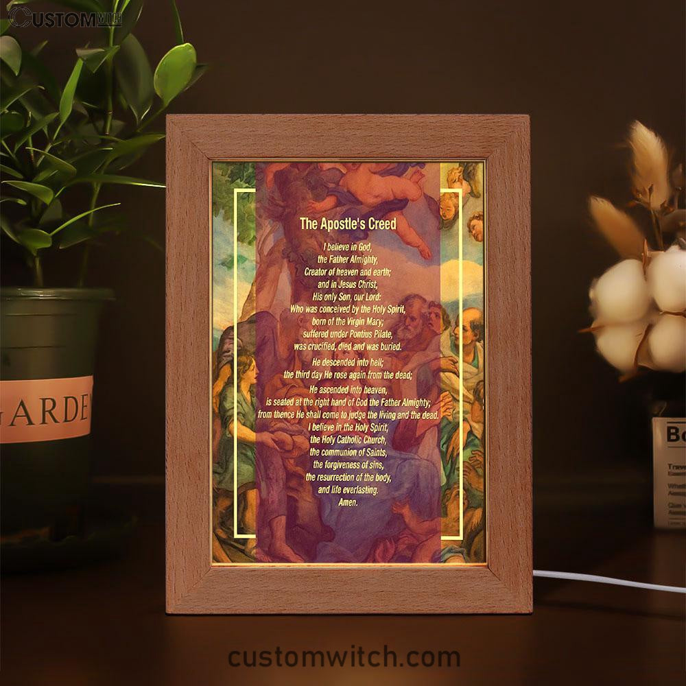 The Apostle's Creed Frame Lamp Prints - Jesus Christ Surrounded By His Apostles - Christian Night Light Decor