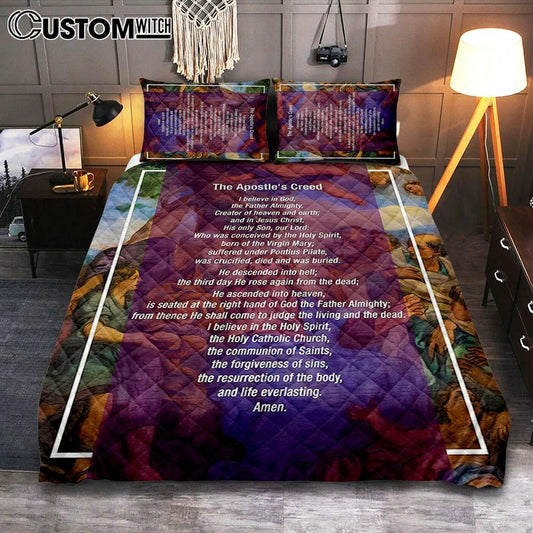 The Apostle's Creed Quilt Bedding Set Prints - Jesus Christ Surrounded By His Apostles - Christian Quilt Bedding Set Bedroom Decor