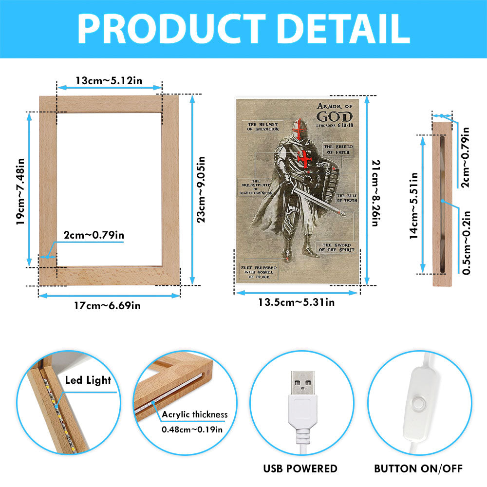 The Armor of God Frame Lamp Art - Ephesians 610 18 NIV - Christian Frame Lamp - Religious Gifts Night Light
