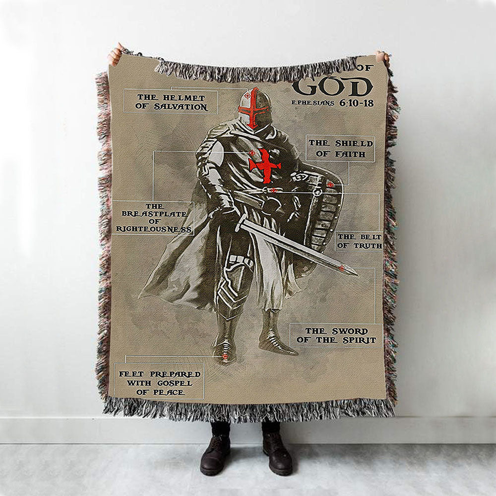 The Armor of God Woven Throw Blanket - Ephesians 610 18 NIV - Christian Wall Woven Blanket - Religious Woven Blanket Prints