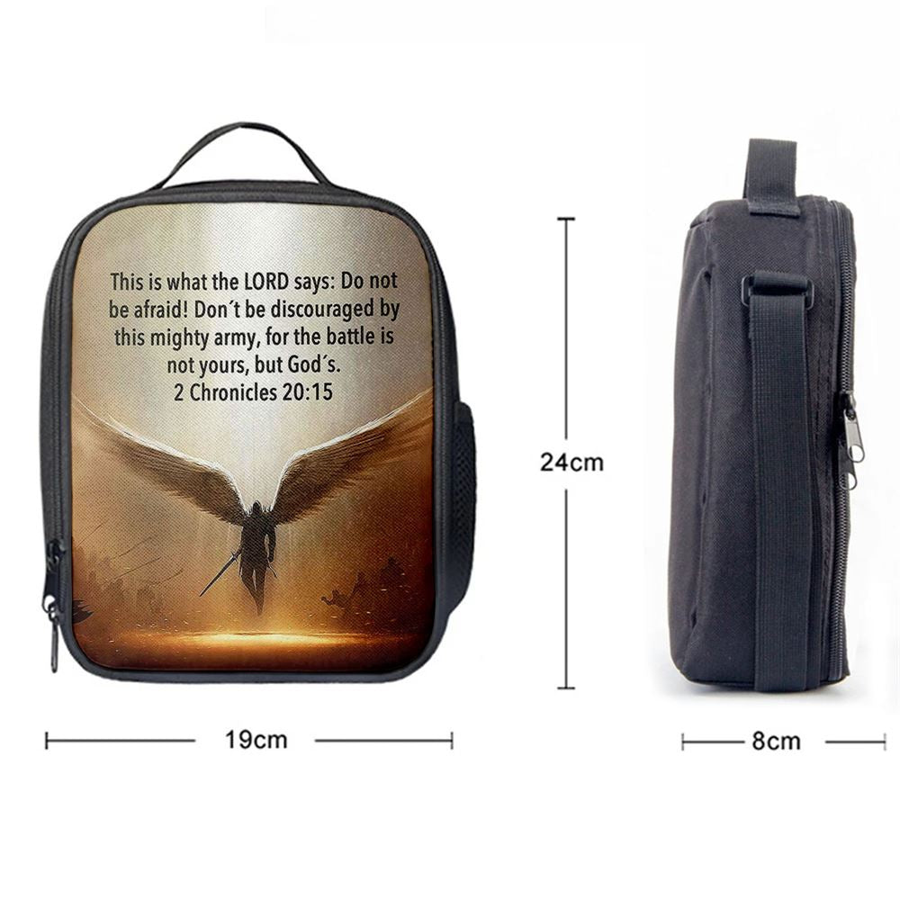 The Battle Is Not Yours But God's - 2 Chronicles 20 15 Lunch Bag For Men And Women - Wing Of God, Spiritual Christian Lunch Box For School, Work
