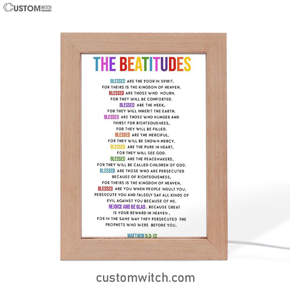 The Beatitudes Frame Lamp Art - Christian Night Light Decor