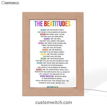 The Beatitudes Frame Lamp Art - Christian Night Light Decor