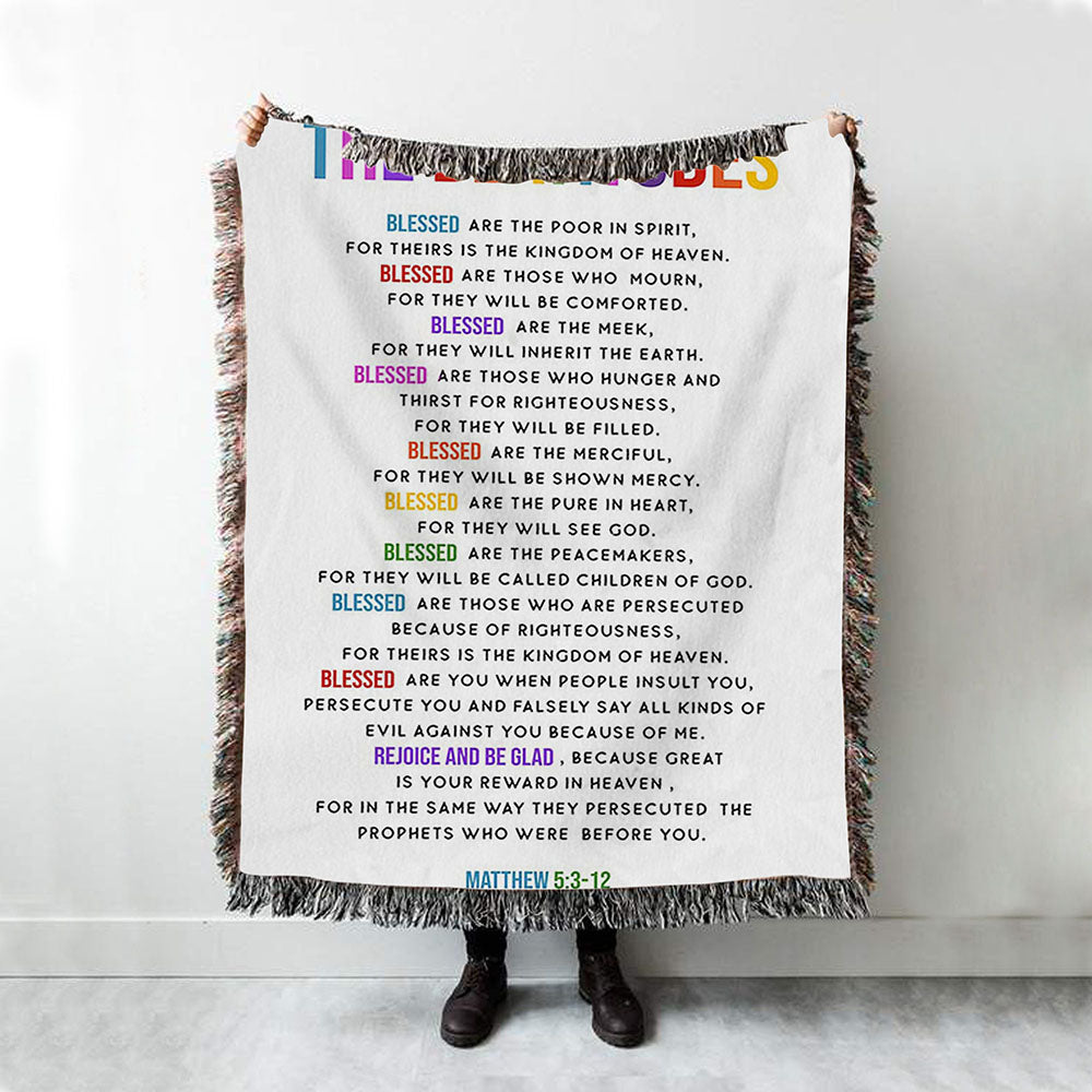 The Beatitudes Woven Throw Blanket - Christian Woven Throw Blanket Decor