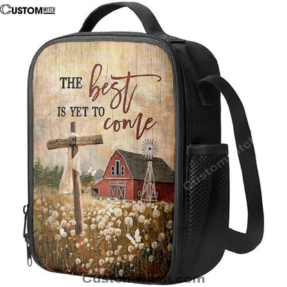 The Best Is Yet To Come Dandelion Field Wooden Cross Lunch Bag For Men And Women, Spiritual Christian Lunch Box For School, Work