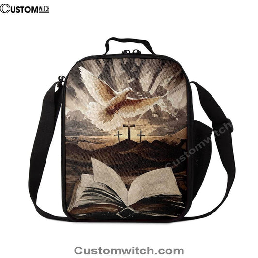 The Bible Dove Old Rugged Crosses Sunrise On Mountains Lunch Bag For Men And Women, Spiritual Christian Lunch Box For School, Work