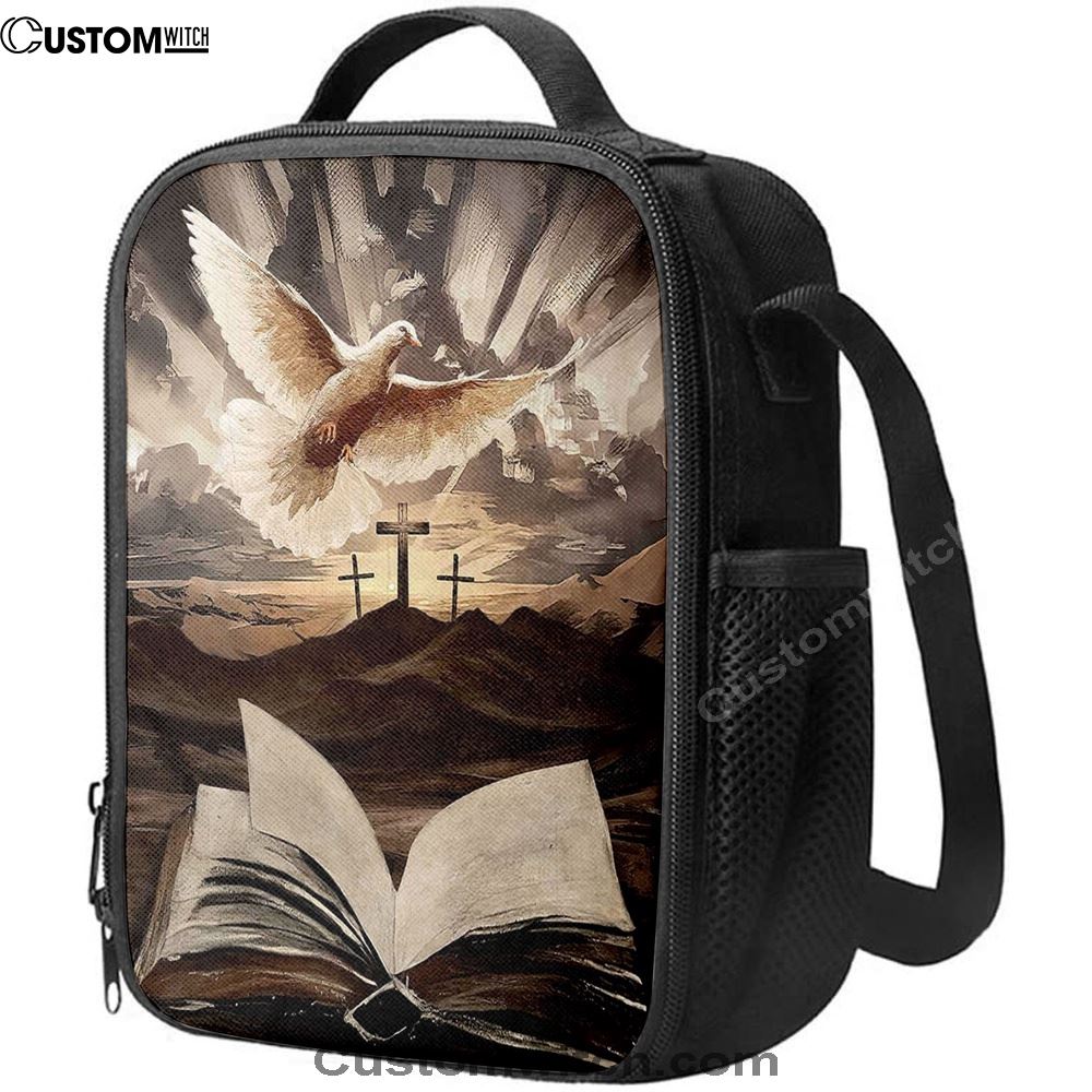 The Bible Dove Old Rugged Crosses Sunrise On Mountains Lunch Bag For Men And Women, Spiritual Christian Lunch Box For School, Work
