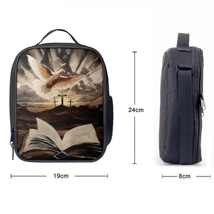 The Bible Dove Old Rugged Crosses Sunrise On Mountains Lunch Bag For Men And Women, Spiritual Christian Lunch Box For School, Work