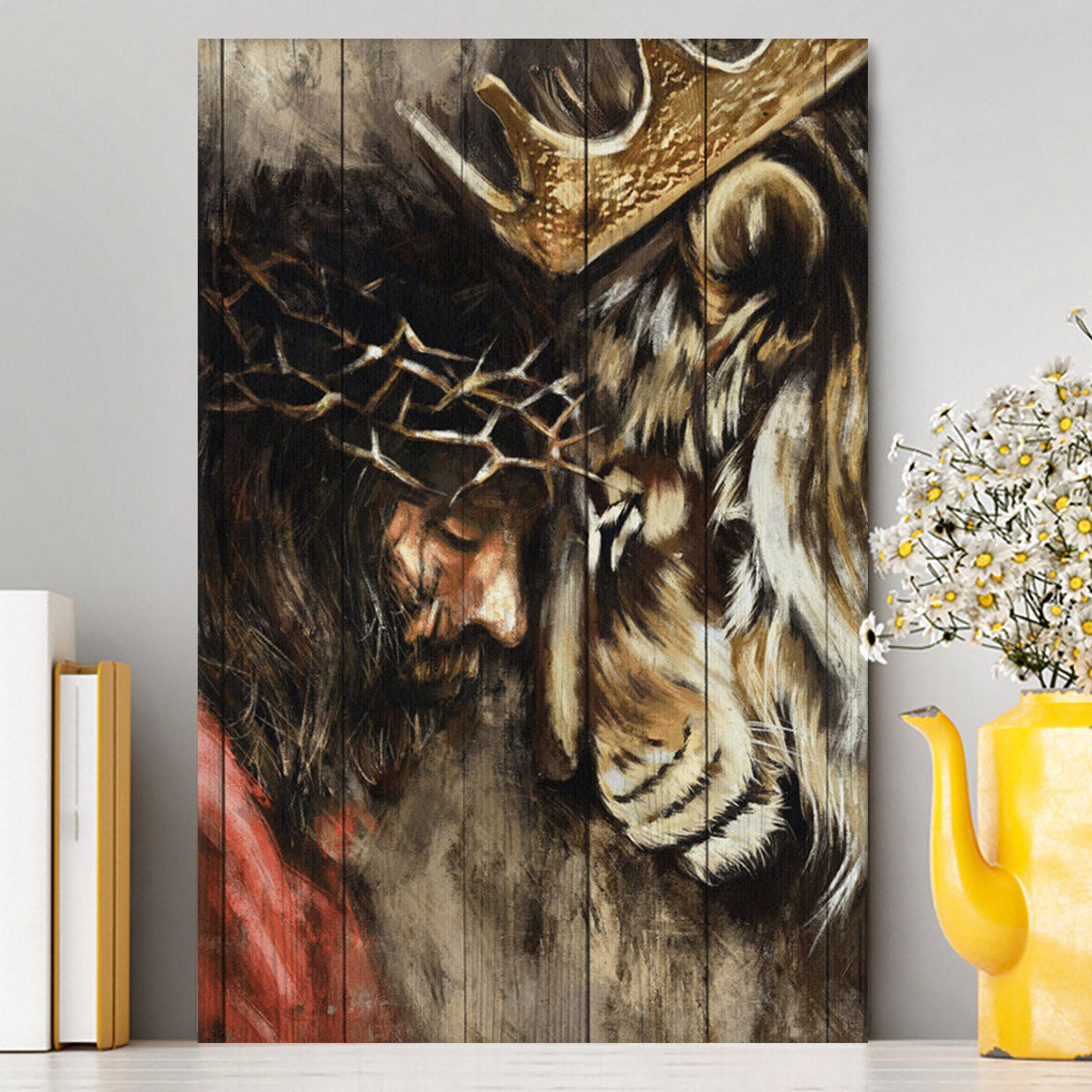The Combination Of Jesus And Lion Canvas Prints - Jesus Christ Canvas Art - Christian Wall Decor
