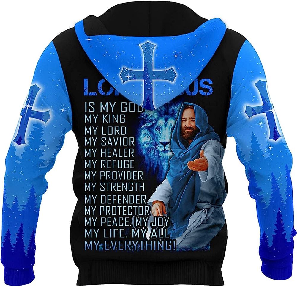 The Cross And The Praying Lion Jesus Focus On Me 3D Hoodies For Women Men, God 3D Printed Hoodie, Christian Apparel Hoodies