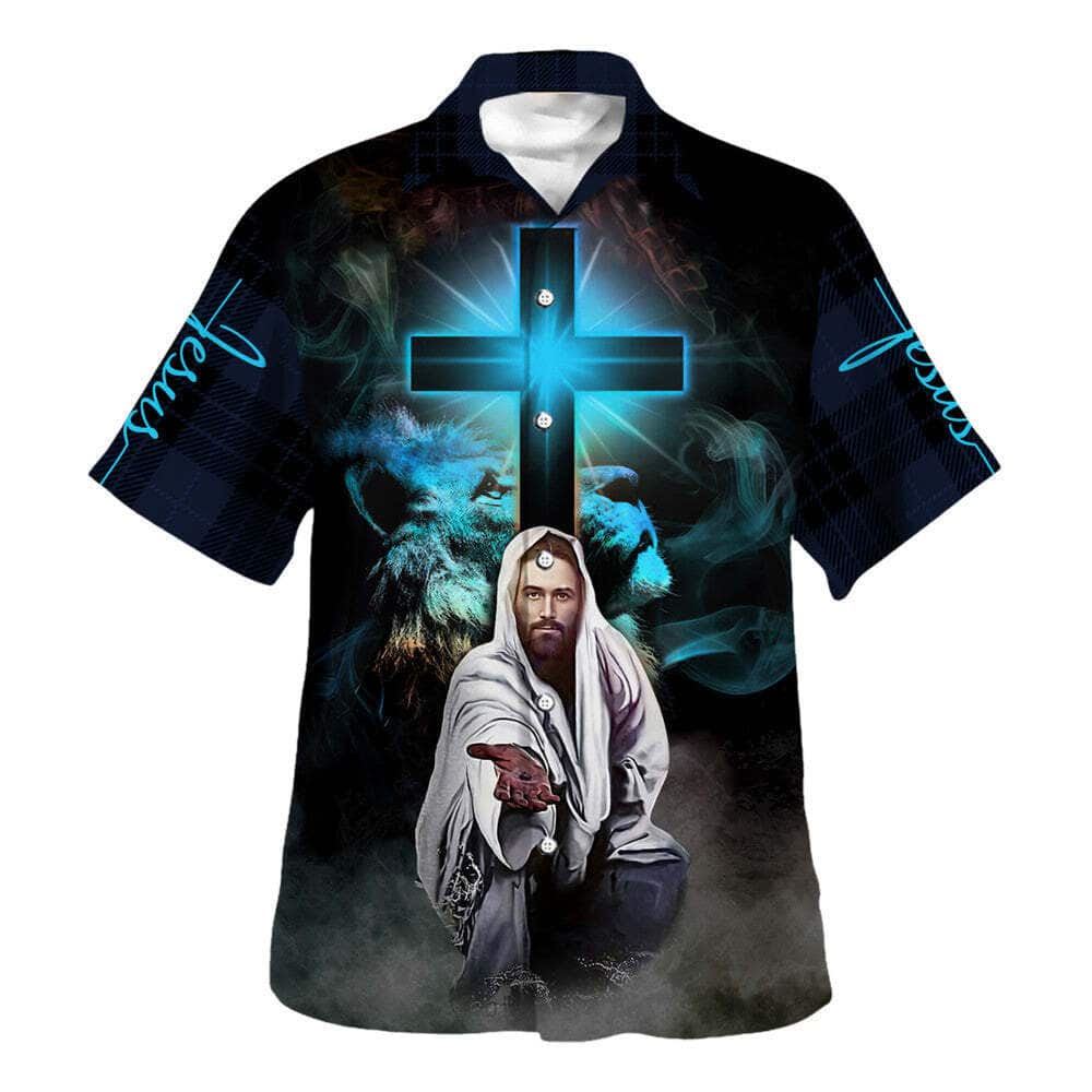 The Cross Give Me Your Hand God Christ Hawaiian Shirt For Men, Christian Hawaiian Shirt, Gift For Christian