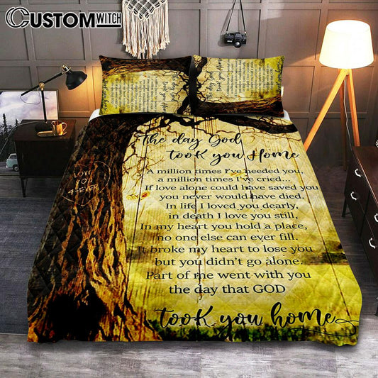 The Day God Took You Home Quilt Bedding Set Bedroom - Love God Forever - Christian Cover Twin Bedding Quilt Bedding Set - Religious Quilt Bedding Set Prints