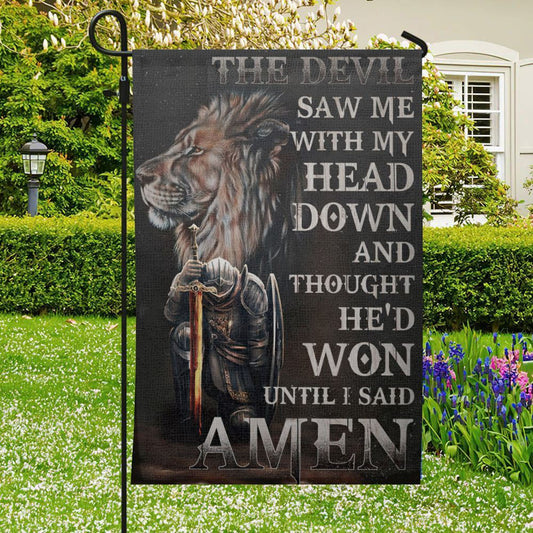 The Devil Saw Me With My Head Down Flag, Christian's Flag, Garden Decor, Garden Flag Stand, Christian Flag, Scripture Flag, Garden Banner