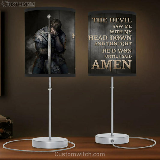 The Devil Saw Me With My Head Down Knight Kneel Table Lamb Art - Christian Lamb Gift - Religious Wall Decor