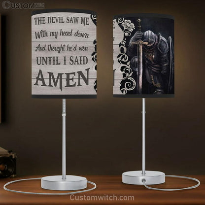 The Devil Saw Me With My Head Down Knight Kneeling Table Lamb Gift - Christian Bedroom Decor