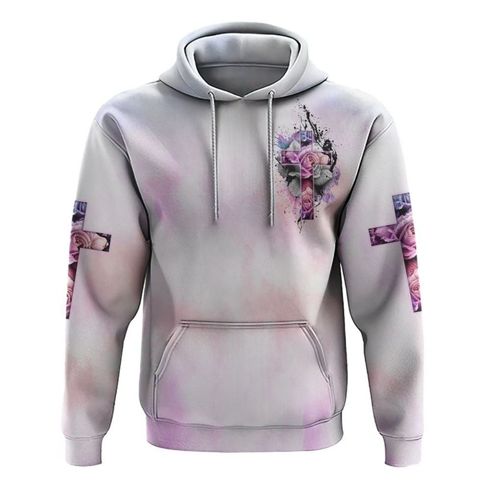 The Devil Saw Me With My Head Down Rose Cross All Over Print 3D Hoodie, Christian Hoodie, Christian Sweatshirt, Bible Verse Shirt