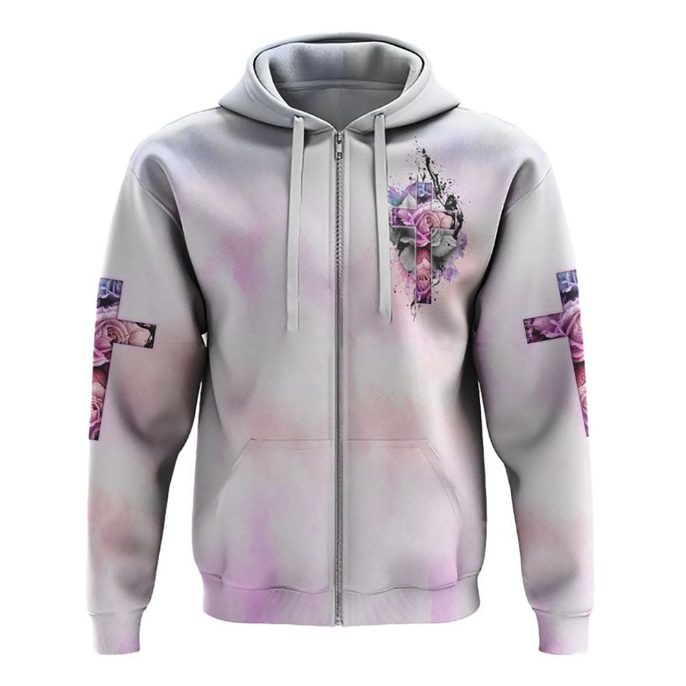 The Devil Saw Me With My Head Down Rose Cross All Over Print 3D Hoodie, Christian Hoodie, Christian Sweatshirt, Bible Verse Shirt