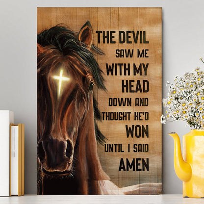 The Devil Saw Me With My Head Face Of Horse Cross Canvas Print - Inspirational Canvas Art - Christian Wall Art Home Decor