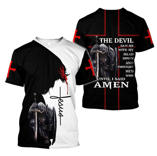 The Devil Saw Me With The Head Down Jesus All Over Print 3D T Shirt For Men And Women, Christian T-Shirt, Faith Shirt