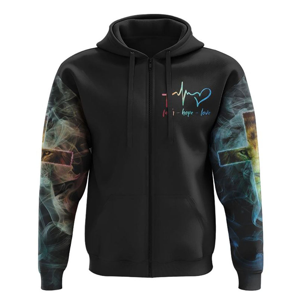 The Devil Whispered In My Ear Lion Warrior All Over Print 3D Hoodie, Christian Hoodie, Christian Sweatshirt, Bible Verse Shirt