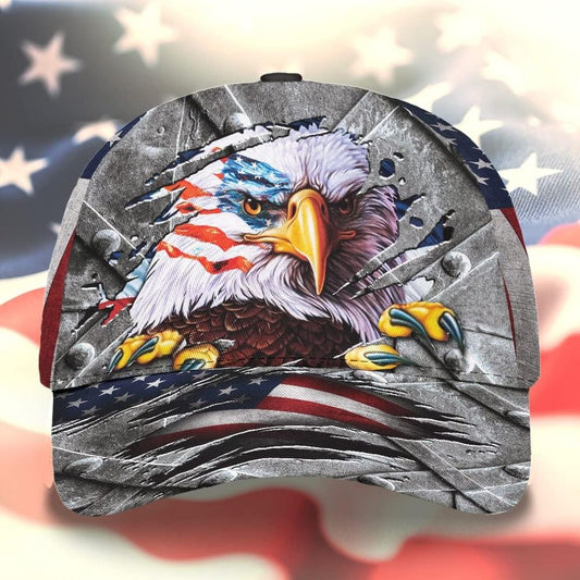The Eagle American Flag Classic Hat All Over Print, Christian Baseball Cap, Religious Cap, Jesus Gift, Jesus Hat