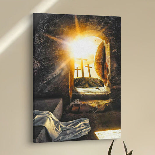 The Empty Tomb Cross Canvas Pictures - Christian Wall Art - Canvas Easter Wall Decor