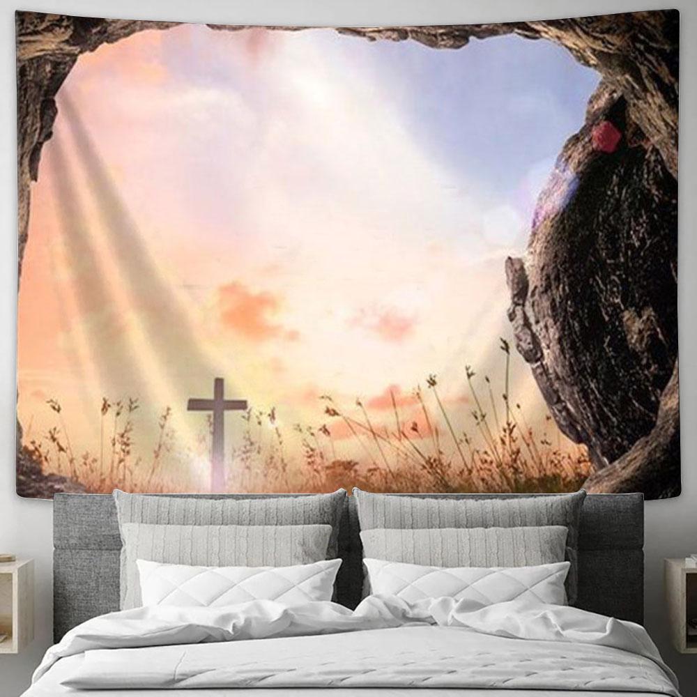 The Empty Tomb Easter Tapestry Art - Christian Wall Art Decor - Easter Wall Art