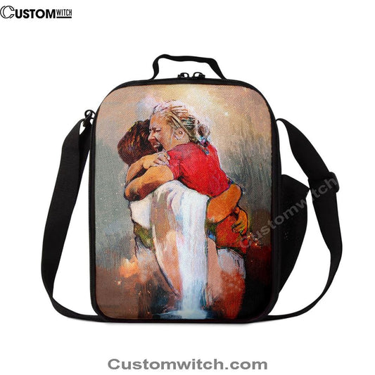 The First Day In Heaven Lunch Bag For Men And Women - Jesus Hugs The Girl Lunch Bag - Jesus Lunch Bag, Spiritual Christian Lunch Box For School, Work