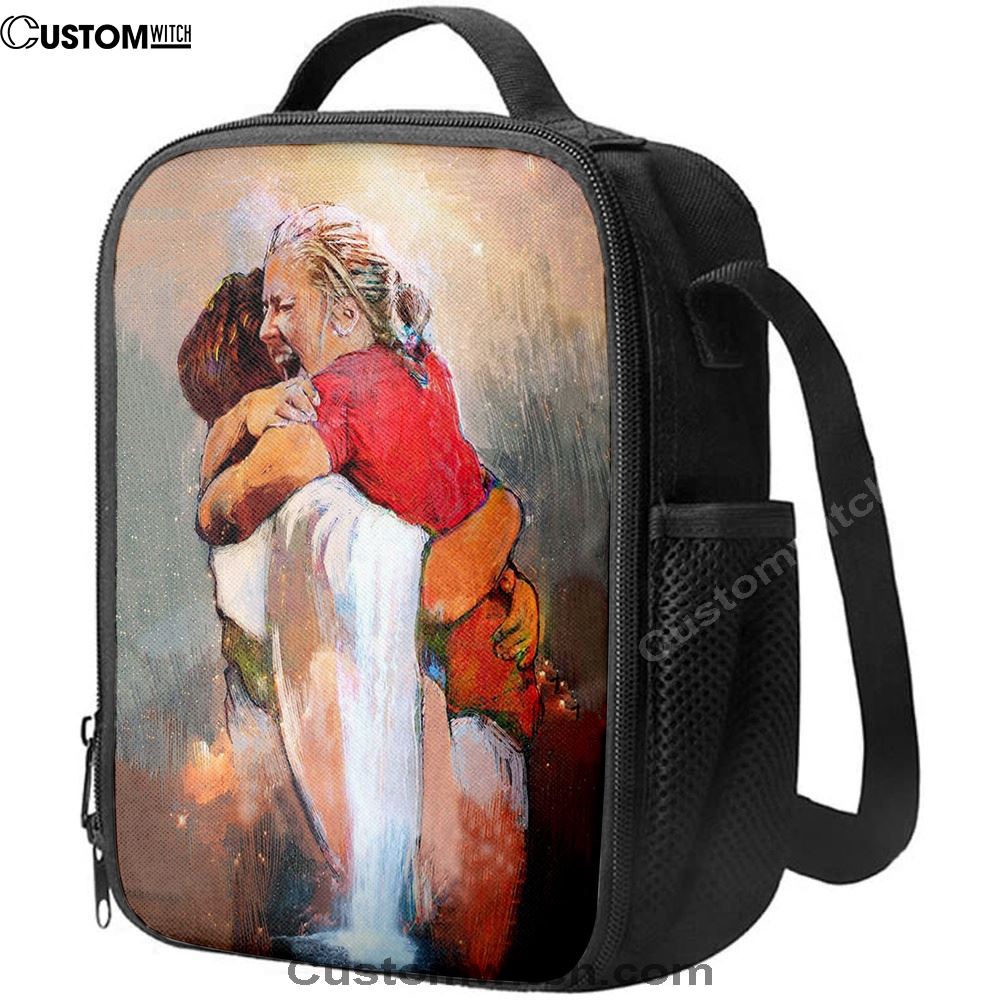 The First Day In Heaven Lunch Bag For Men And Women - Jesus Hugs The Girl Lunch Bag - Jesus Lunch Bag, Spiritual Christian Lunch Box For School, Work