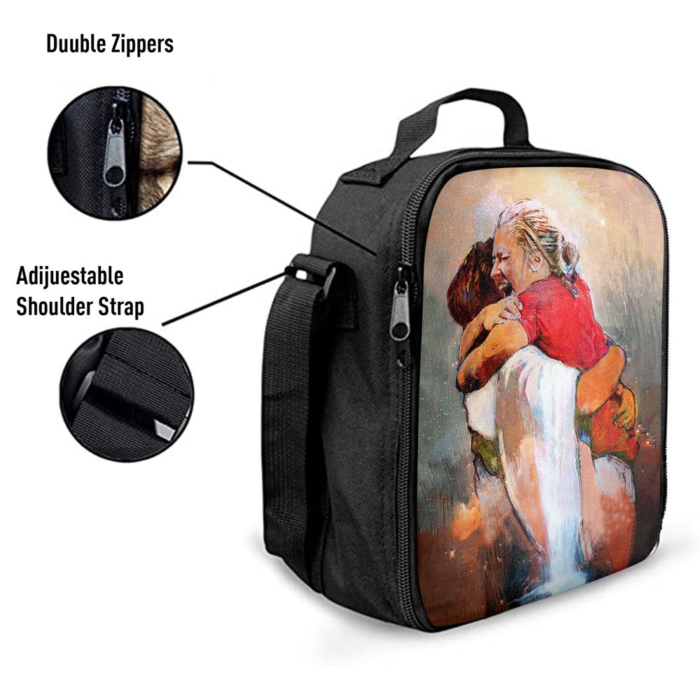 The First Day In Heaven Lunch Bag For Men And Women - Jesus Hugs The Girl Lunch Bag - Jesus Lunch Bag, Spiritual Christian Lunch Box For School, Work