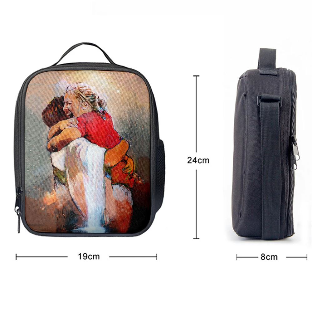 The First Day In Heaven Lunch Bag For Men And Women - Jesus Hugs The Girl Lunch Bag - Jesus Lunch Bag, Spiritual Christian Lunch Box For School, Work