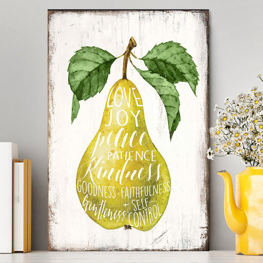 The Fruit Of The Spirit Canvas Wall Art - Pear Kitchen Wall Decor - Christian Canvas Wall Art Decor