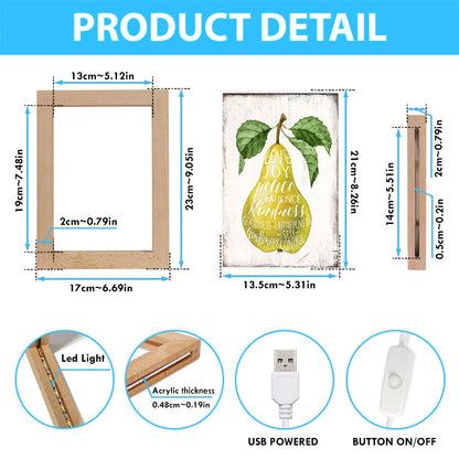 The Fruit Of The Spirit Frame Lamp Art - Pear Kitchen Decor - Christian Night Light Decor
