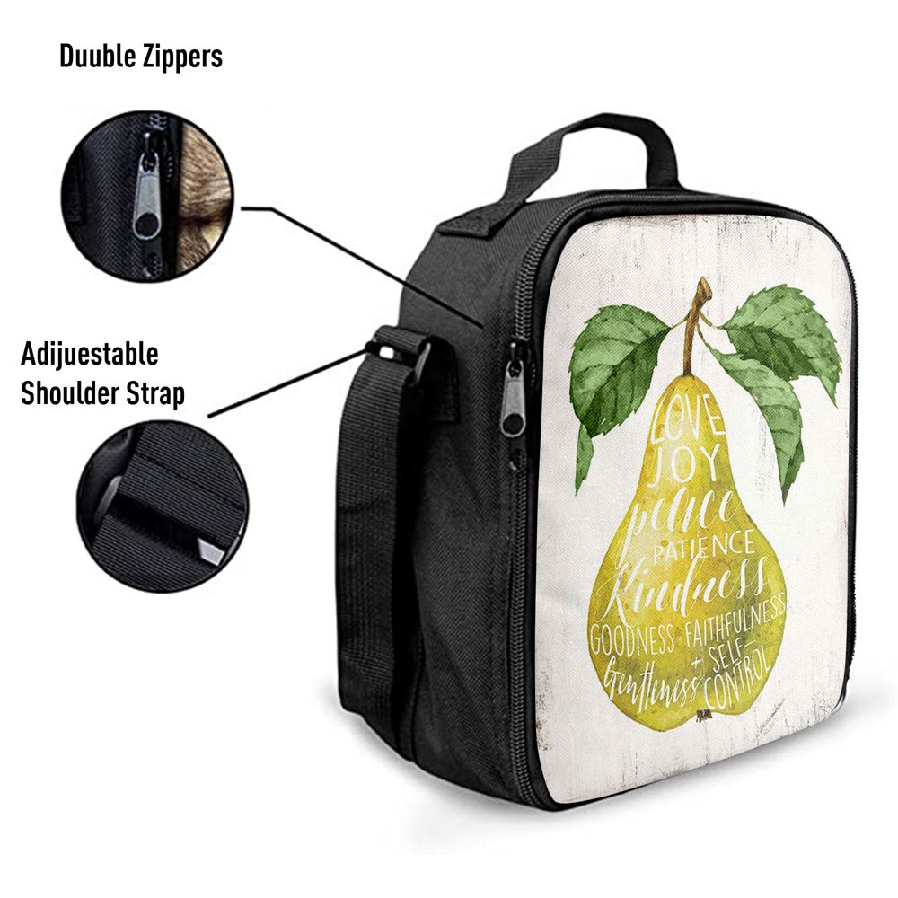 The Fruit Of The Spirit Lunch Bag For Men And Women - Pear Kitchen Lunch Bag, Spiritual Christian Lunch Box For School, Work