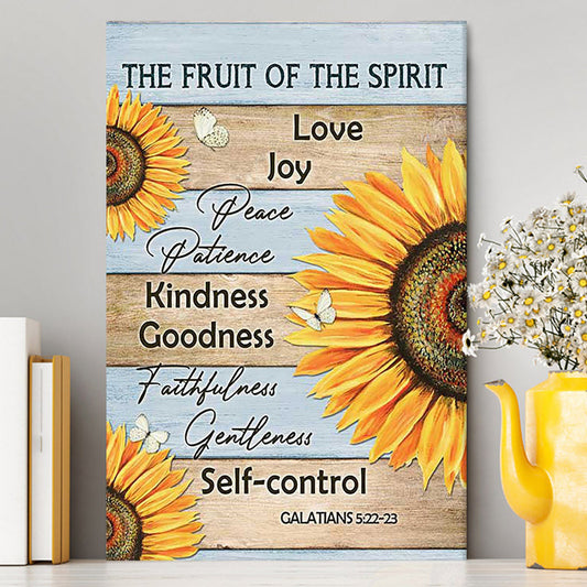 The Fruit Of The Spirit Sunflower Butterfly Canvas Print - Inspirational Canvas Art - Christian Wall Art Home Decor