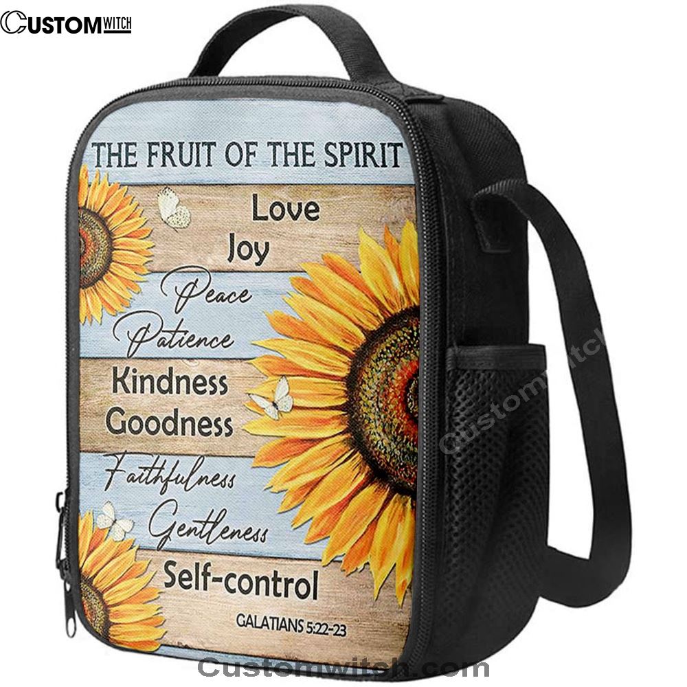 The Fruit Of The Spirit Sunflower Butterfly Lunch Bag For Men And Women, Spiritual Christian Lunch Box For School, Work