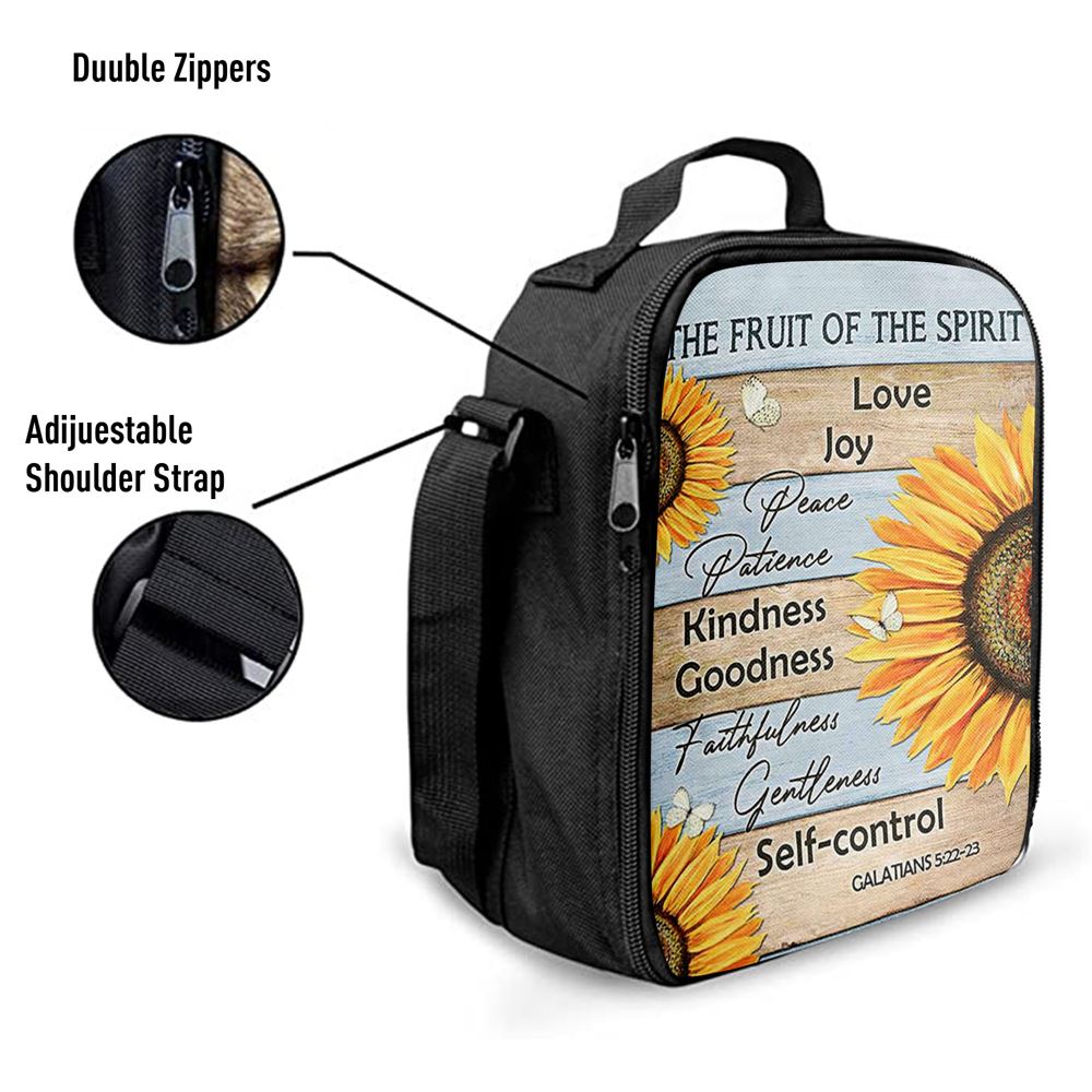 The Fruit Of The Spirit Sunflower Butterfly Lunch Bag For Men And Women, Spiritual Christian Lunch Box For School, Work